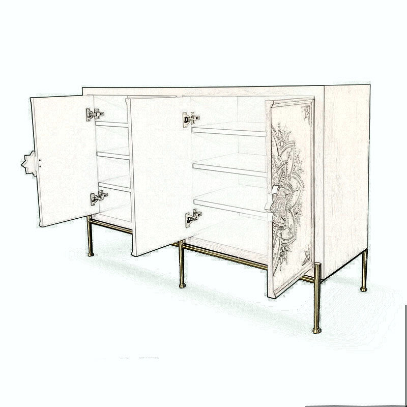White Knobs Wood Cabinets Included Accent Cabinet with Straight Legs