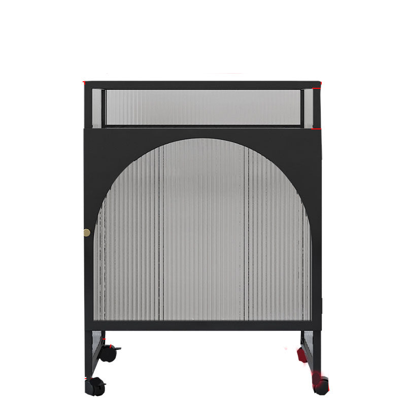 Knobs Scratch Resistant Modern Iron Accent Cabinet with Glass Top