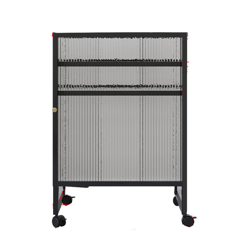 Knobs Scratch Resistant Modern Iron Accent Cabinet with Glass Top