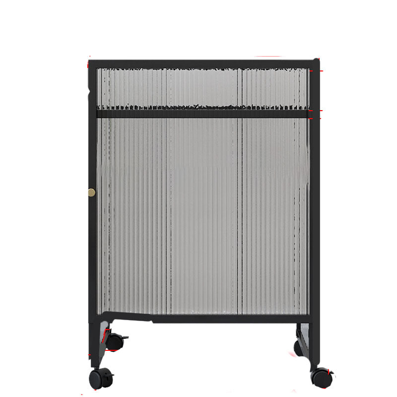 Knobs Scratch Resistant Modern Iron Accent Cabinet with Glass Top