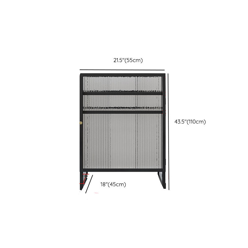 Knobs Scratch Resistant Modern Iron Accent Cabinet with Glass Top