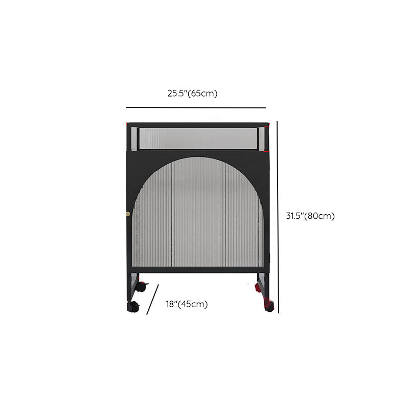 Knobs Scratch Resistant Modern Iron Accent Cabinet with Glass Top