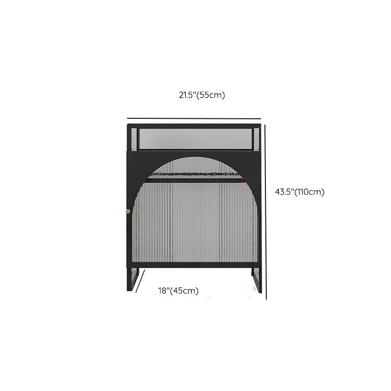 Knobs Scratch Resistant Modern Iron Accent Cabinet with Glass Top