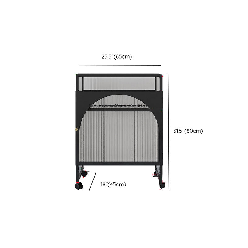 Knobs Scratch Resistant Modern Iron Accent Cabinet with Glass Top