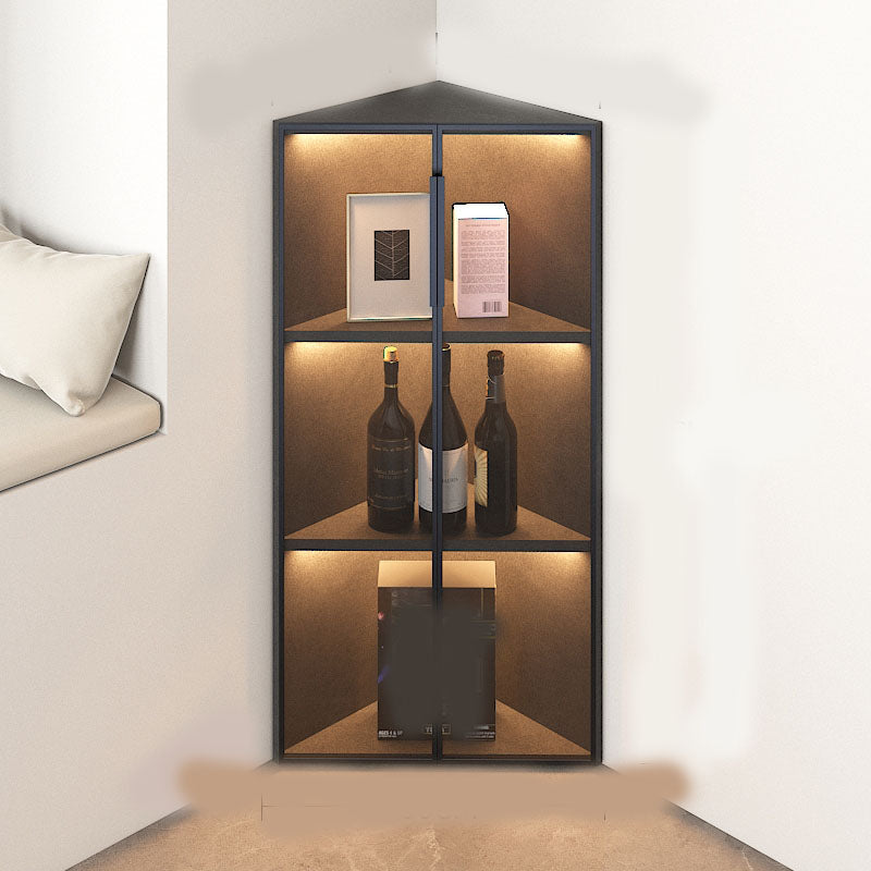 Corner Glass Paned Wood No Distressing Contemporary Accent Cabinet