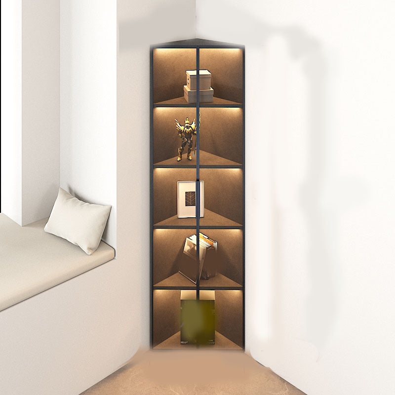 Corner Glass Paned Wood No Distressing Contemporary Accent Cabinet