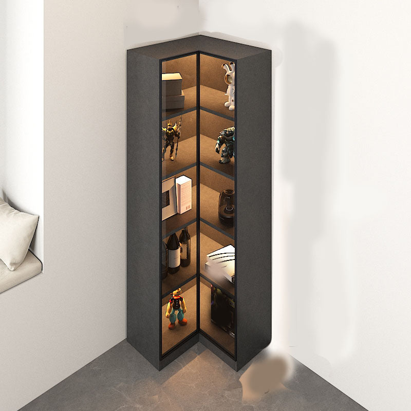 Corner Glass Paned Wood No Distressing Contemporary Accent Cabinet