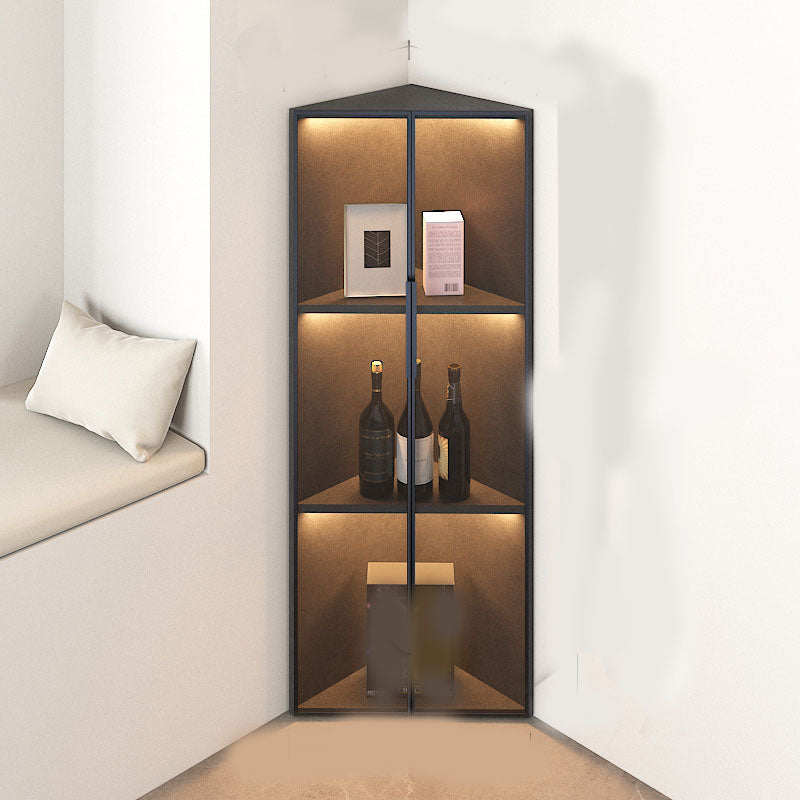 Corner Glass Paned Wood No Distressing Contemporary Accent Cabinet