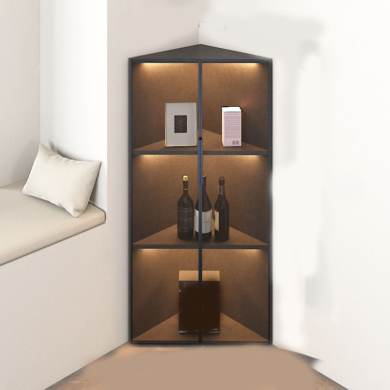 Corner Glass Paned Wood No Distressing Contemporary Accent Cabinet