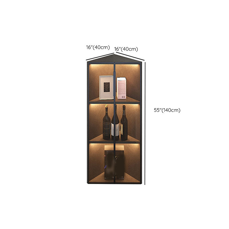 Corner Glass Paned Wood No Distressing Contemporary Accent Cabinet