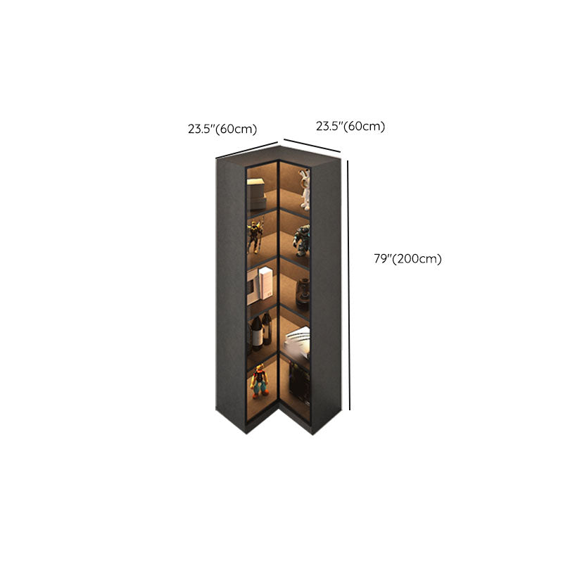 Corner Glass Paned Wood No Distressing Contemporary Accent Cabinet