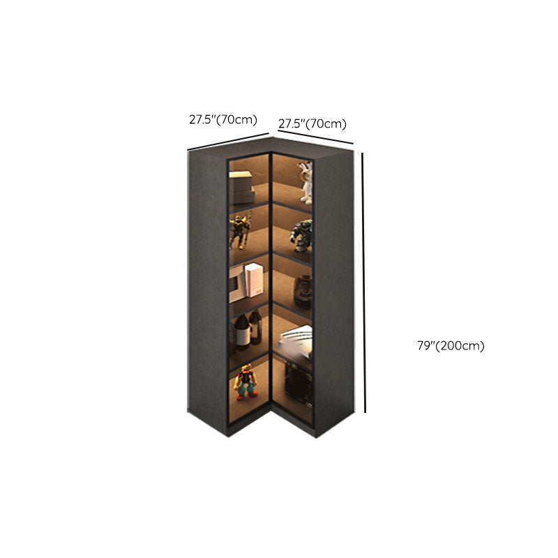 Corner Glass Paned Wood No Distressing Contemporary Accent Cabinet
