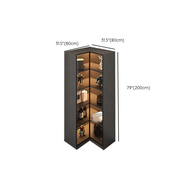 Corner Glass Paned Wood No Distressing Contemporary Accent Cabinet