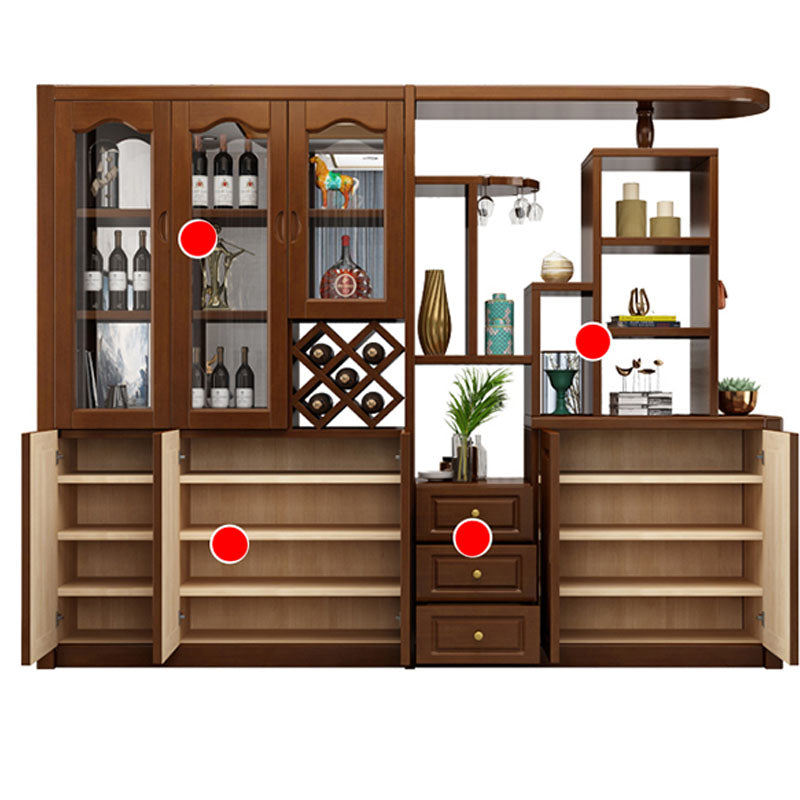 Solid Wood Shelves Included Modern Accent Cabinet for Living Room