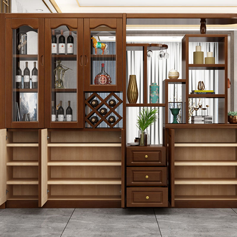 Solid Wood Shelves Included Modern Accent Cabinet for Living Room