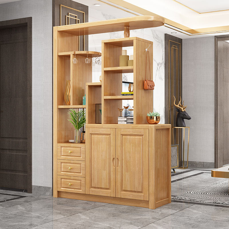 Solid Wood Shelves Included Modern Accent Cabinet for Living Room