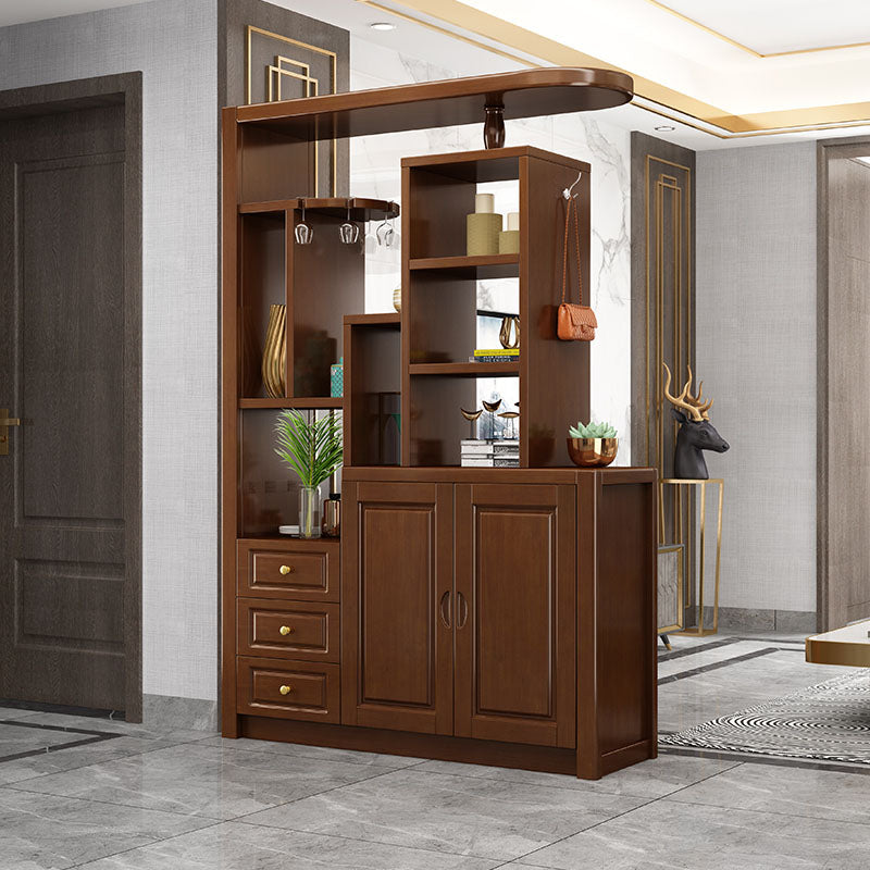 Solid Wood Shelves Included Modern Accent Cabinet for Living Room