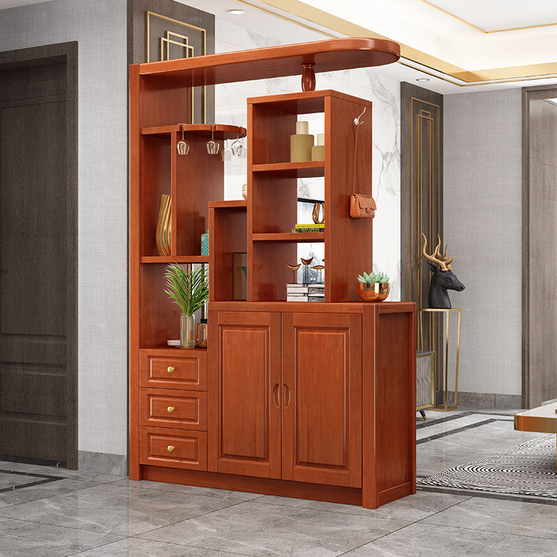Solid Wood Shelves Included Modern Accent Cabinet for Living Room