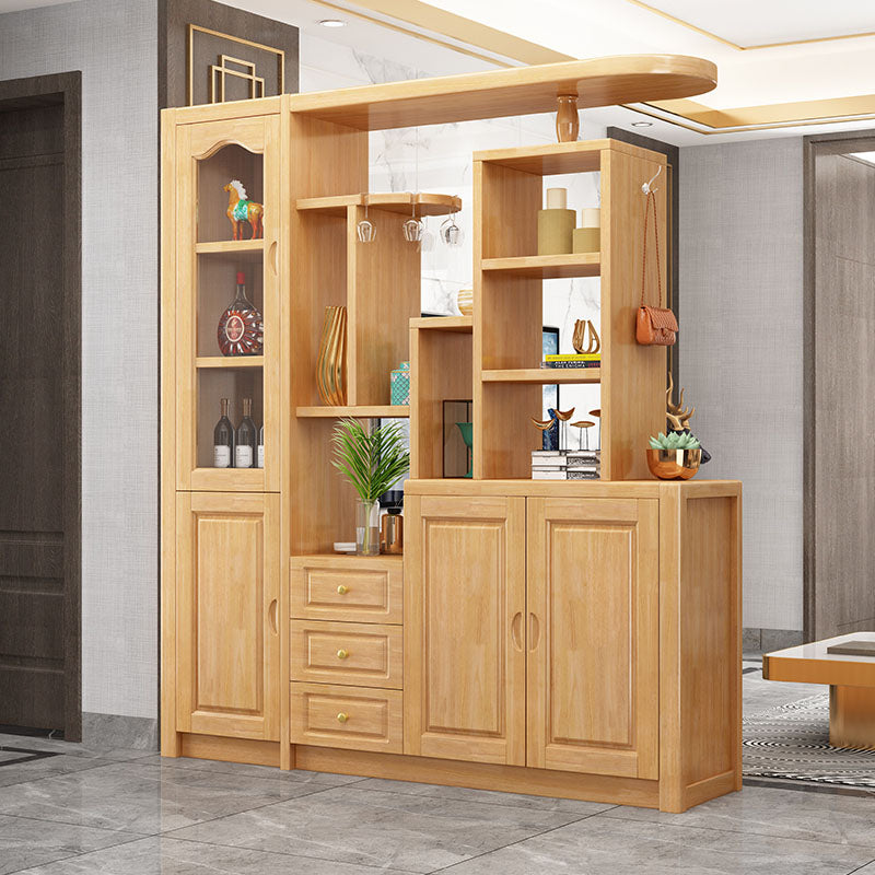 Solid Wood Shelves Included Modern Accent Cabinet for Living Room