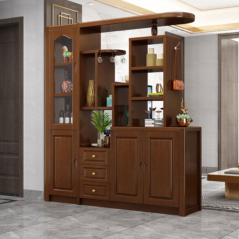 Solid Wood Shelves Included Modern Accent Cabinet for Living Room