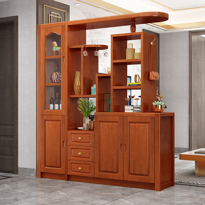 Solid Wood Shelves Included Modern Accent Cabinet for Living Room