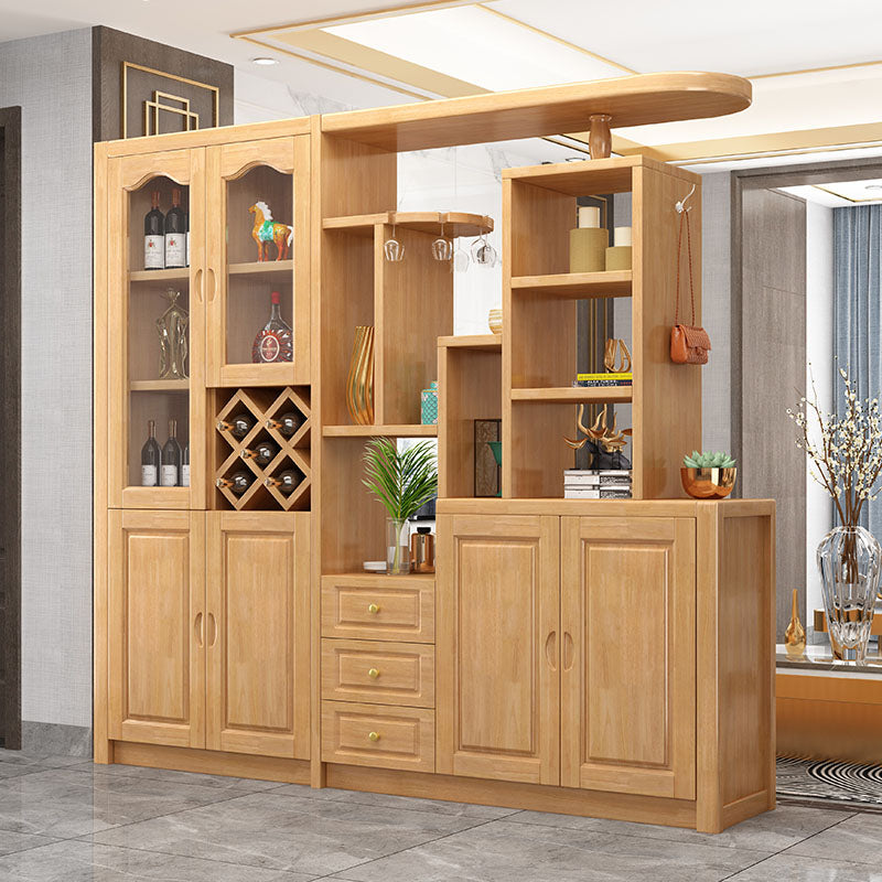 Solid Wood Shelves Included Modern Accent Cabinet for Living Room
