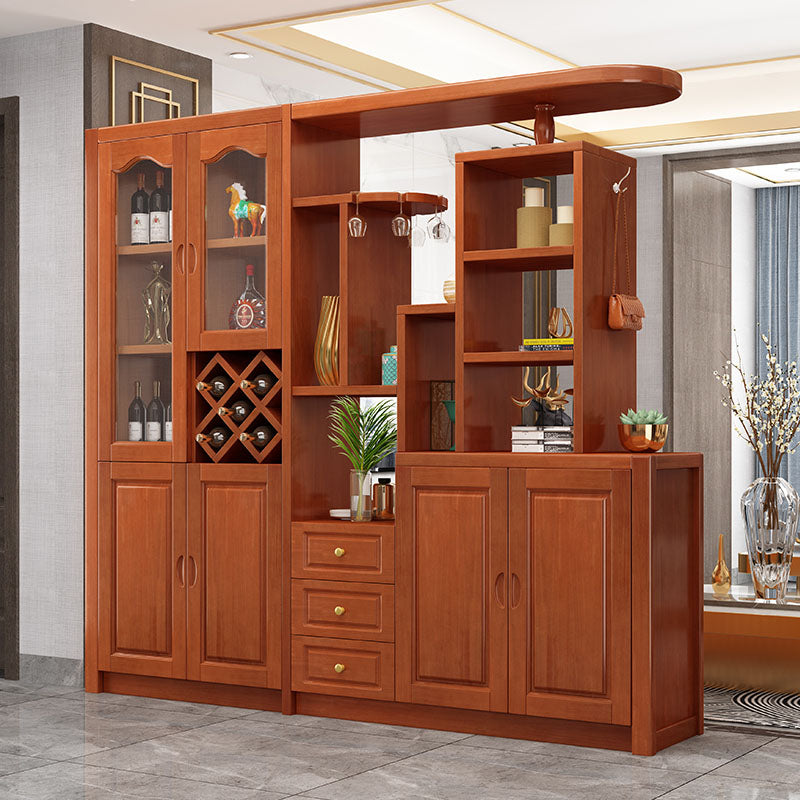 Solid Wood Shelves Included Modern Accent Cabinet for Living Room