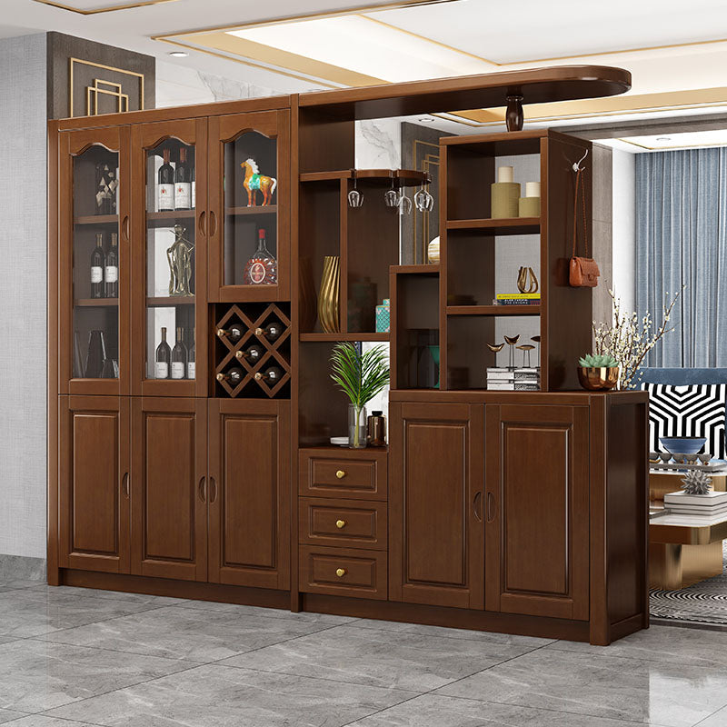 Solid Wood Shelves Included Modern Accent Cabinet for Living Room