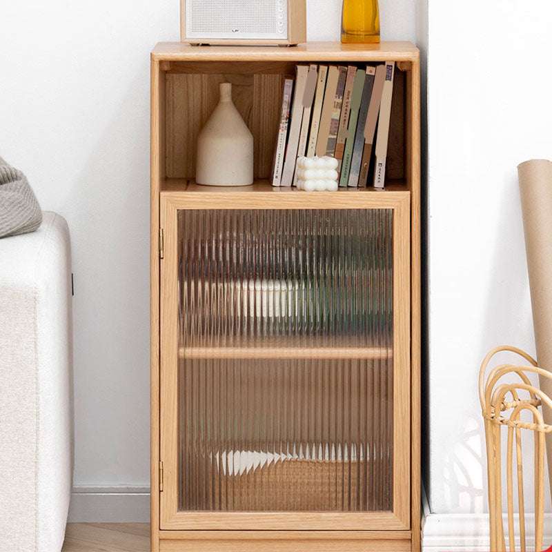 Glass Paned Solid Wood Shelves Included Modern Accent Cabinet