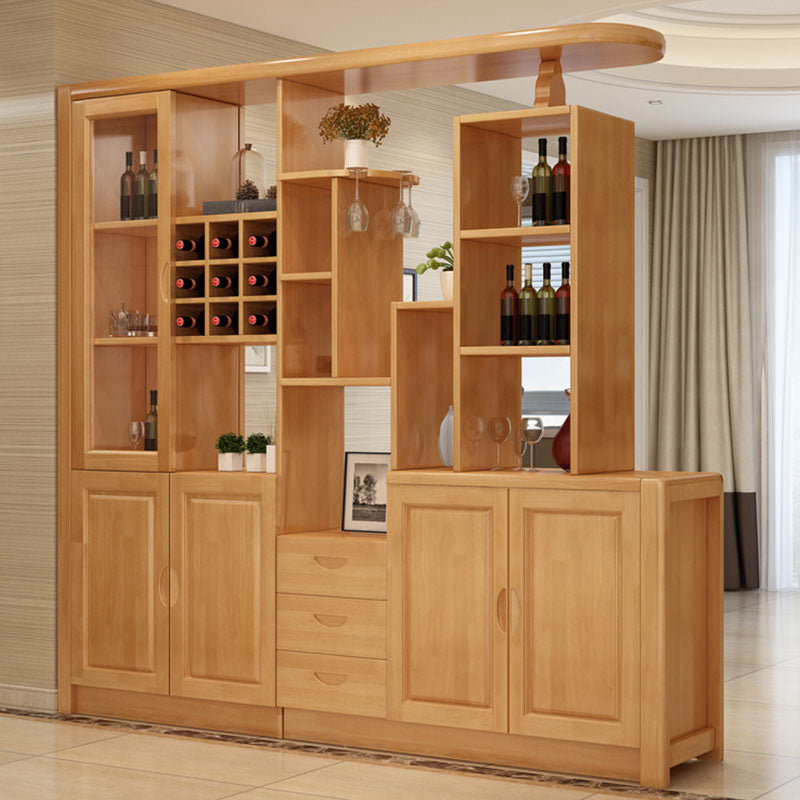 Solid Wood Modern Bar Pulls Accent Cabinet with Doors and Drawers