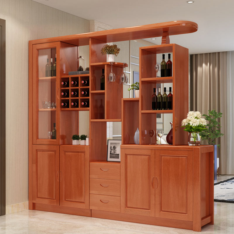 Solid Wood Modern Bar Pulls Accent Cabinet with Doors and Drawers