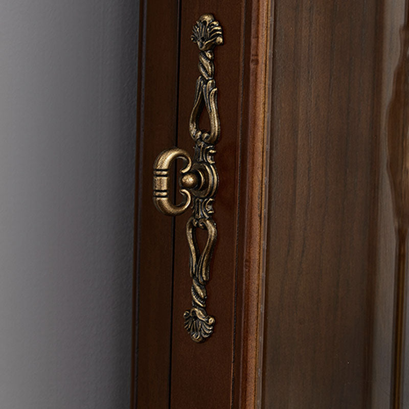 Glass Paned Solid Wood Corner Rustic Accent Cabinet with Doors