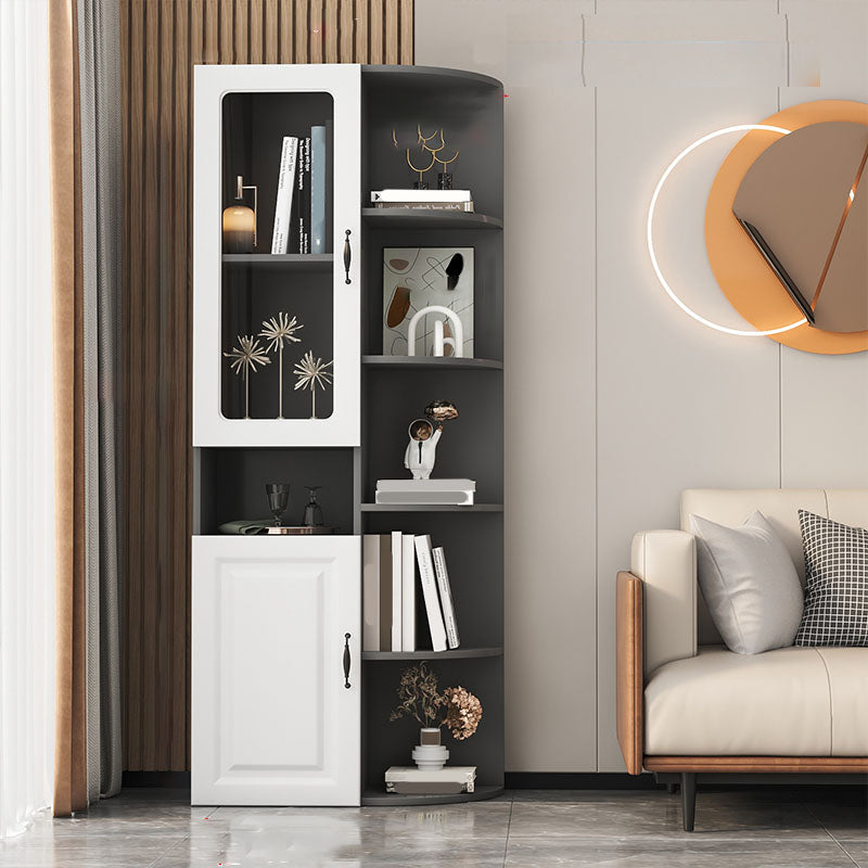 70.9" Tall Modern Glass Paned Bar Pulls Accent Cabinet with Shelves