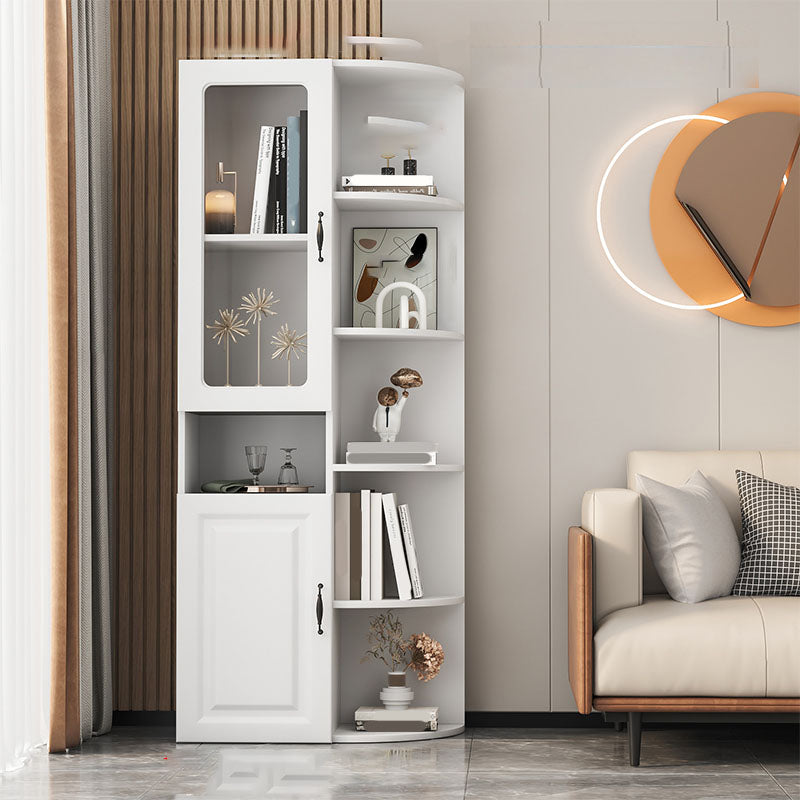 70.9" Tall Modern Glass Paned Bar Pulls Accent Cabinet with Shelves