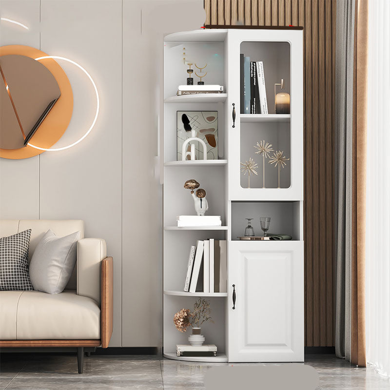 70.9" Tall Modern Glass Paned Bar Pulls Accent Cabinet with Shelves