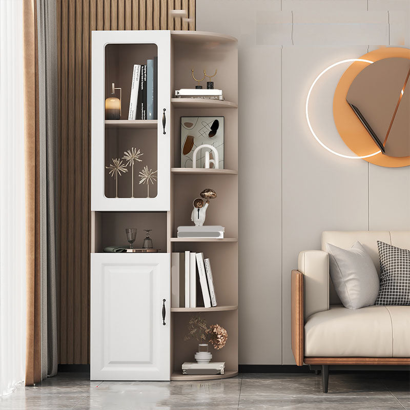70.9" Tall Modern Glass Paned Bar Pulls Accent Cabinet with Shelves