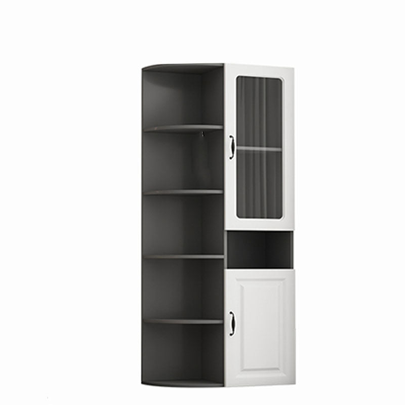 70.9" Tall Modern Glass Paned Bar Pulls Accent Cabinet with Shelves