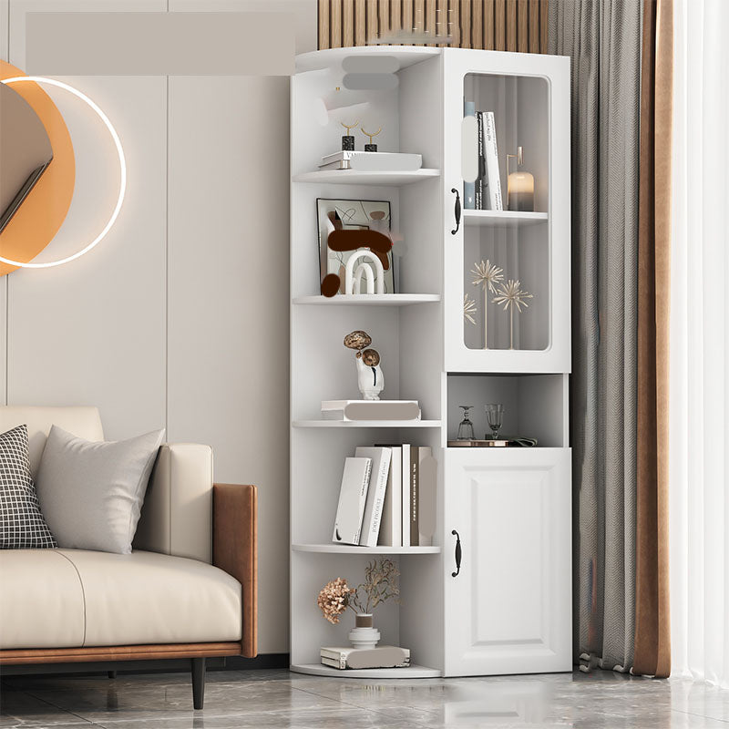 70.9" Tall Modern Glass Paned Bar Pulls Accent Cabinet with Shelves