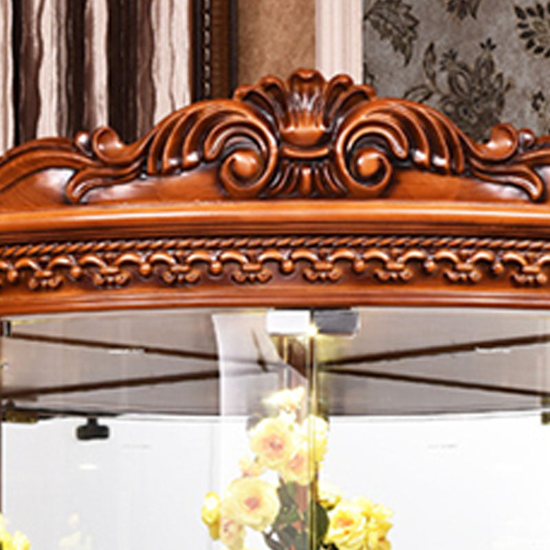 Glass Paned Solid Wood Rustic Knobs Accent Cabinet with Doors