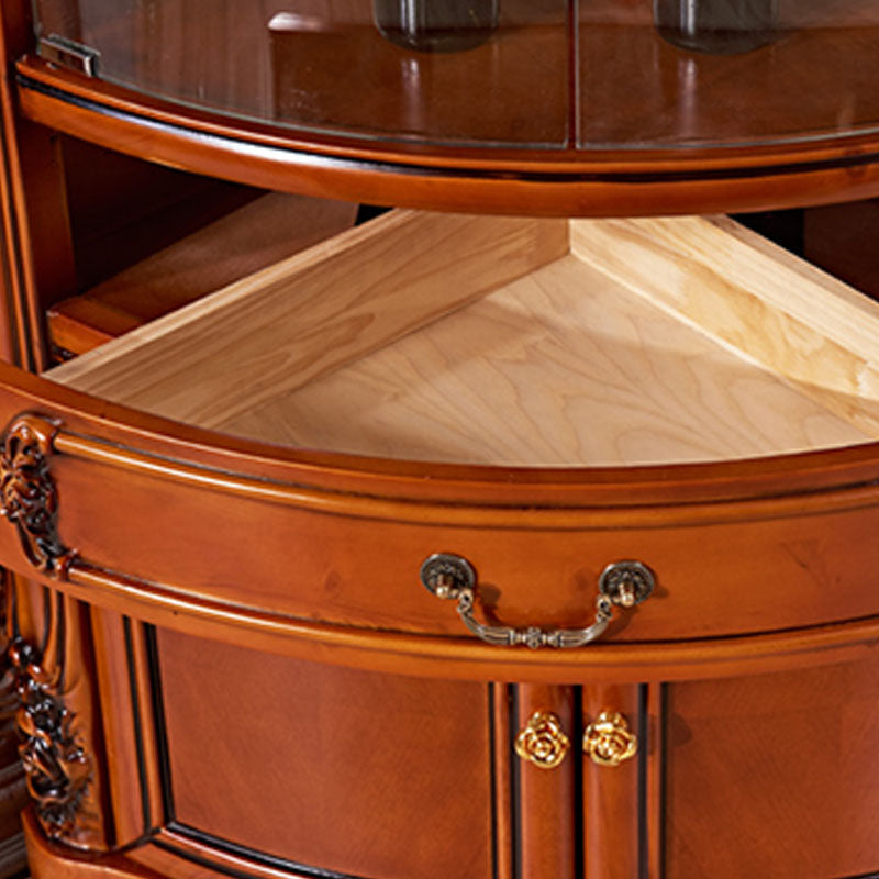 Glass Paned Solid Wood Rustic Knobs Accent Cabinet with Doors