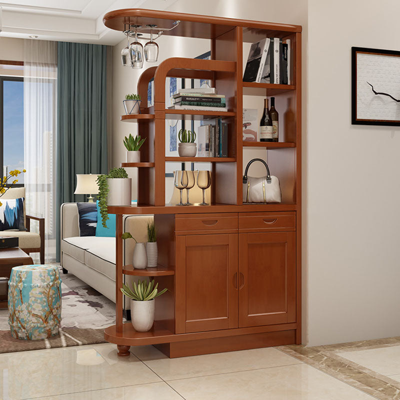 Contemporary 2-drawer Solid Wood 74.8" Tall Accent Cabinet with Doors