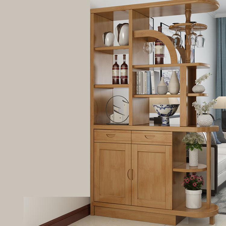 Contemporary 2-drawer Solid Wood 74.8" Tall Accent Cabinet with Doors