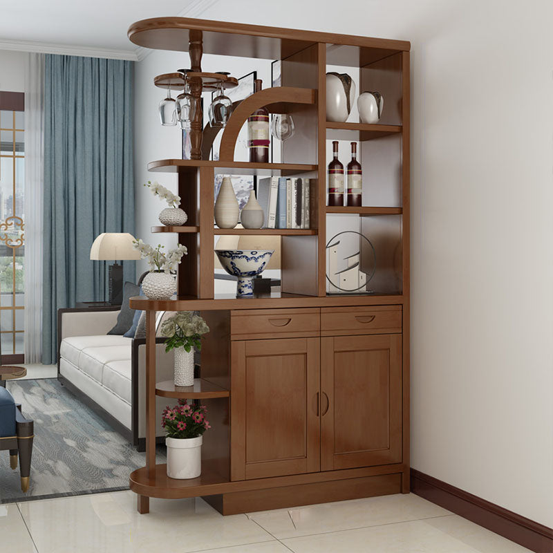 Contemporary 2-drawer Solid Wood 74.8" Tall Accent Cabinet with Doors