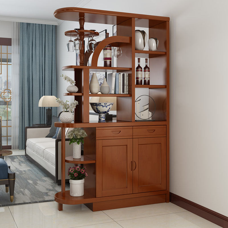 Contemporary 2-drawer Solid Wood 74.8" Tall Accent Cabinet with Doors