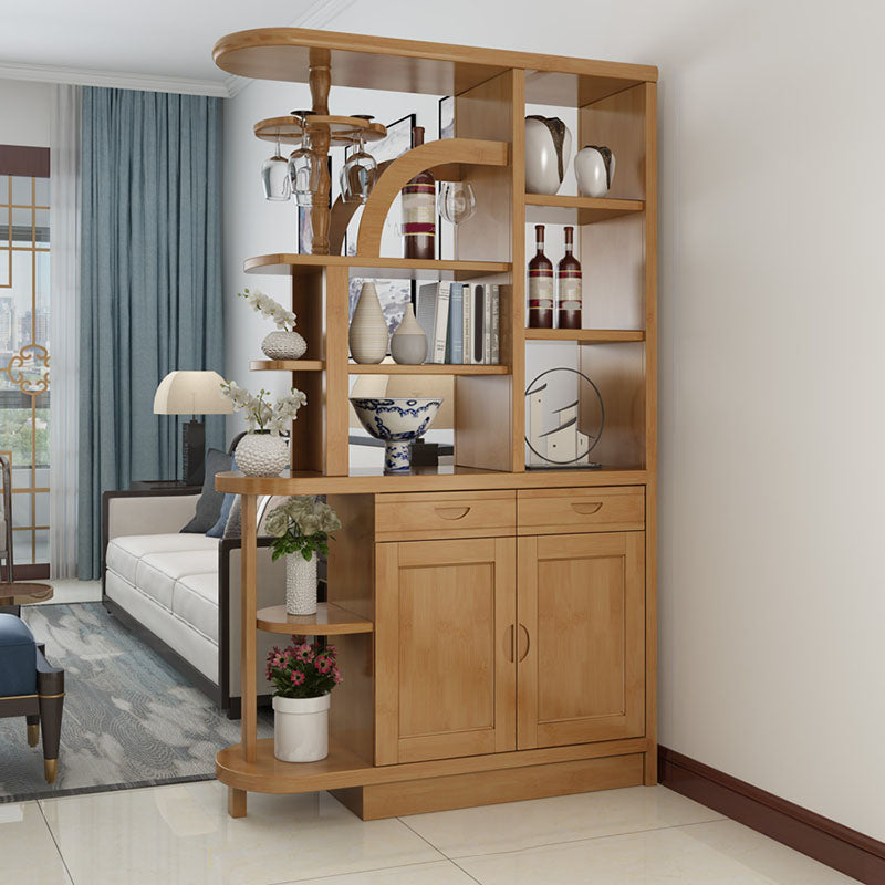 Contemporary 2-drawer Solid Wood 74.8" Tall Accent Cabinet with Doors