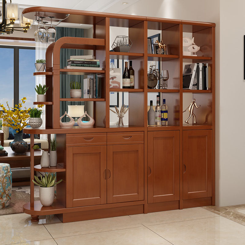 Contemporary 2-drawer Solid Wood 74.8" Tall Accent Cabinet with Doors