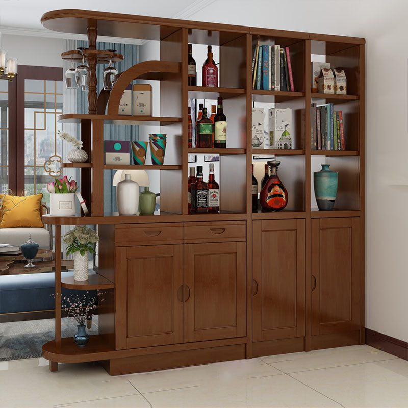 Contemporary 2-drawer Solid Wood 74.8" Tall Accent Cabinet with Doors