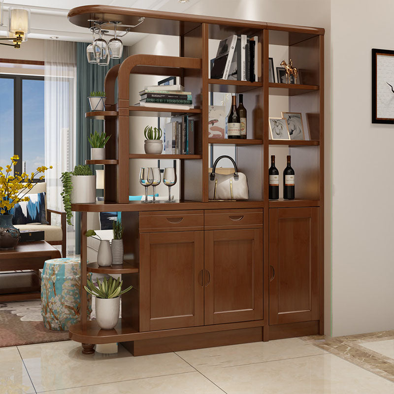 Contemporary 2-drawer Solid Wood 74.8" Tall Accent Cabinet with Doors