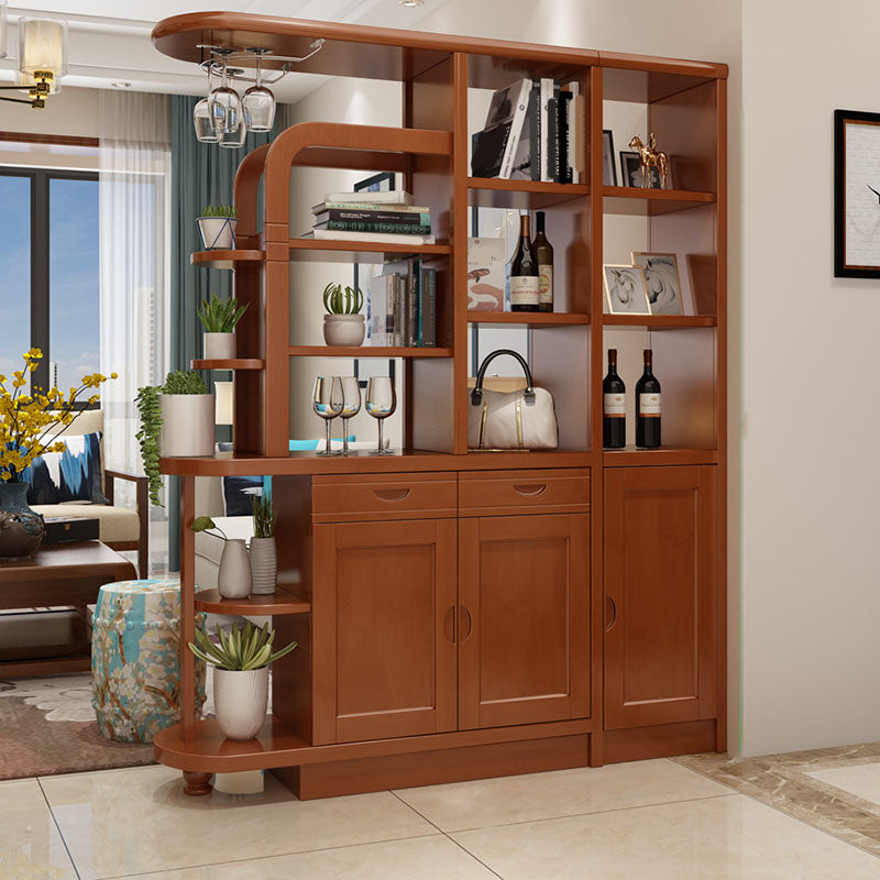 Contemporary 2-drawer Solid Wood 74.8" Tall Accent Cabinet with Doors