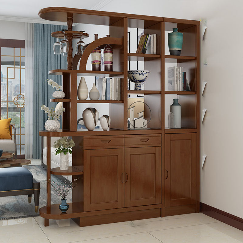 Contemporary 2-drawer Solid Wood 74.8" Tall Accent Cabinet with Doors